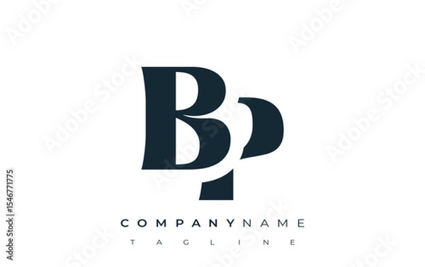 Fototapeta BP Creative Abstract Typography Logo Design. Elegant logo combining bold typography and creative shapes, ideal for branding and identity solutions.