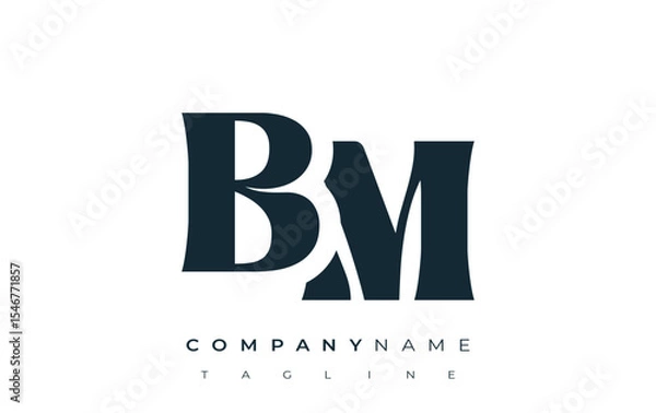 Fototapeta BM Creative Abstract Typography Logo Design. Elegant logo combining bold typography and creative shapes, ideal for branding and identity solutions.