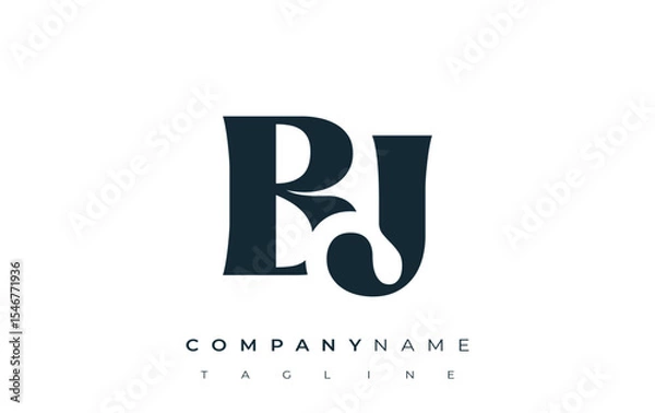Fototapeta BJ Creative Abstract Typography Logo Design. Elegant logo combining bold typography and creative shapes, ideal for branding and identity solutions.