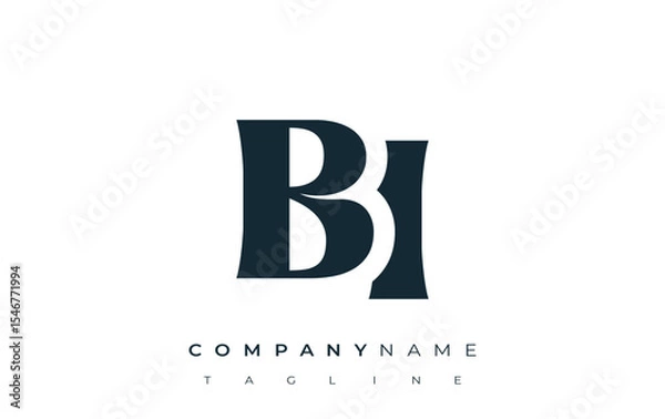 Fototapeta BI Creative Abstract Typography Logo Design. Elegant logo combining bold typography and creative shapes, ideal for branding and identity solutions.