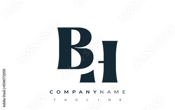 Fototapeta BH Creative Abstract Typography Logo Design. Elegant logo combining bold typography and creative shapes, ideal for branding and identity solutions.