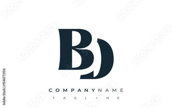 Fototapeta BD Creative Abstract Typography Logo Design. Elegant logo combining bold typography and creative shapes, ideal for branding and identity solutions.