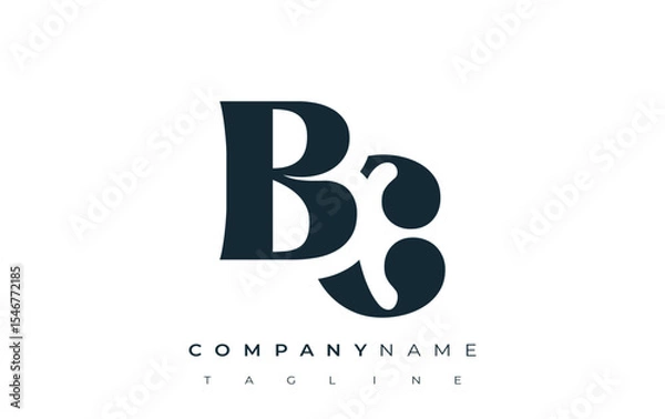 Fototapeta BC Creative Abstract Typography Logo Design. Elegant logo combining bold typography and creative shapes, ideal for branding and identity solutions.
