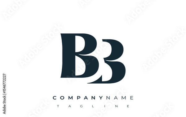 Fototapeta BB Creative Abstract Typography Logo Design. Elegant logo combining bold typography and creative shapes, ideal for branding and identity solutions.