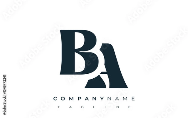 Fototapeta BA Creative Abstract Typography Logo Design. Elegant logo combining bold typography and creative shapes, ideal for branding and identity solutions.