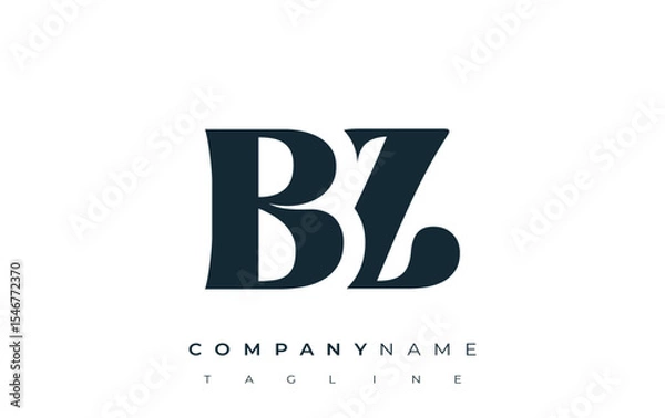 Fototapeta BZ Creative Abstract Typography Logo Design. Elegant logo combining bold typography and creative shapes, ideal for branding and identity solutions.