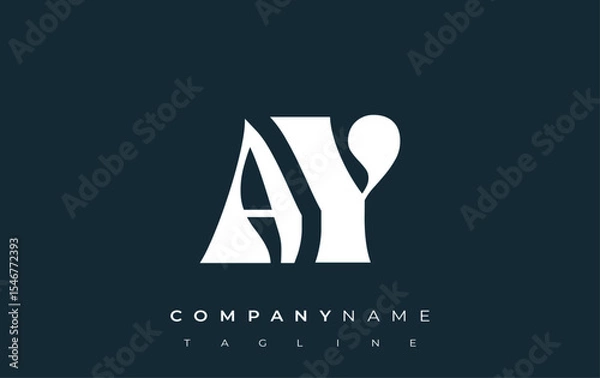 Fototapeta AY Creative Abstract Typography Logo Design. Elegant logo combining bold typography and creative shapes, ideal for branding and identity solutions.