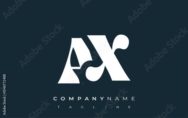 Fototapeta AX Creative Abstract Typography Logo Design. Elegant logo combining bold typography and creative shapes, ideal for branding and identity solutions.