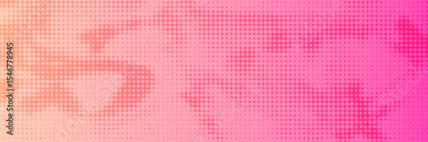 Fototapeta Pink orange polka dots gradient halftone background. Pop art cartoon dot texture with comic graphic design, Horizontal abstract pattern wall for cover digital technology