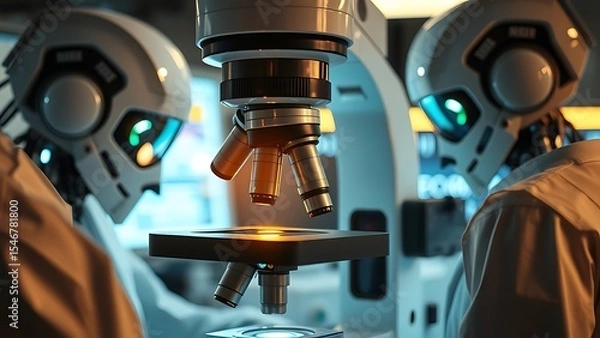 Obraz Modern Scientific Microscope with Glowing Elements