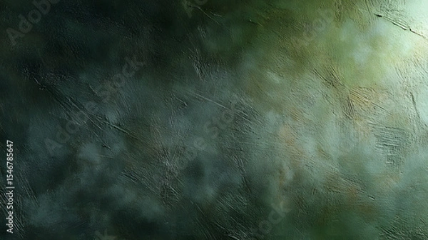 Fototapeta A serene polished stucco wall in deep olive green evokes calm and reflection.