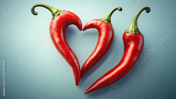 Obraz Two chili peppers forming a shape of heart. Hot lover symbol.
