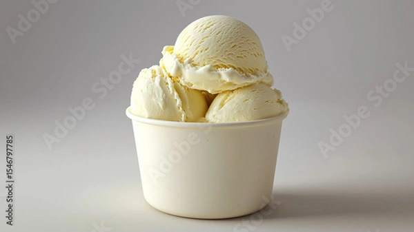 Fototapeta Vanilla ice cream scooped out of container