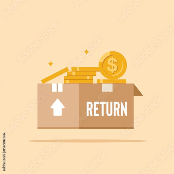 Fototapeta gold coins, cardboard with stacks of coins resulting from increased investment. bullish economy