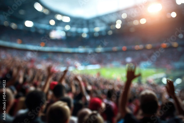 Fototapeta blur background of football or soccer fans at a game in a stadium