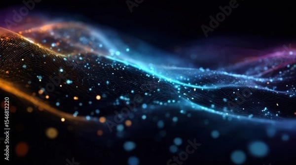 Fototapeta Dynamic Abstract Visualization of Data and Communication Technology in a Vibrant Digital Network Design for Innovation Concepts