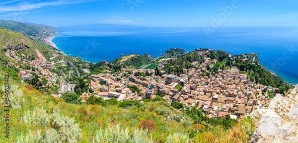 Obraz Panorama of Taormina seen from Taormina Castle