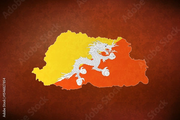 Fototapeta Bhutan vector map with flag	