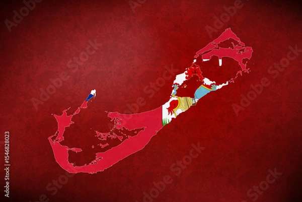 Fototapeta Bermuda vector map with flag	
