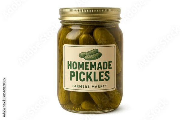 Obraz Glass jar filled with homemade pickles on transparent background