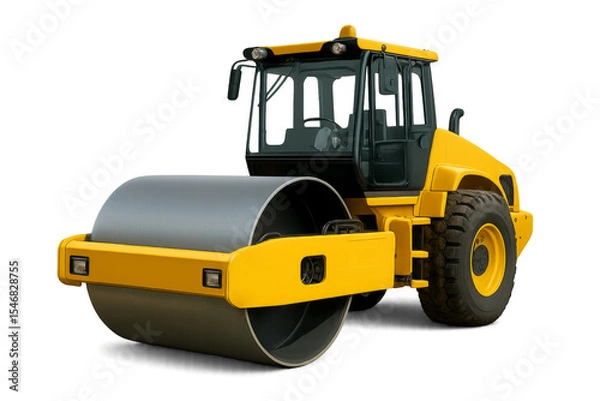 Obraz Yellow road roller isolated on transparent background