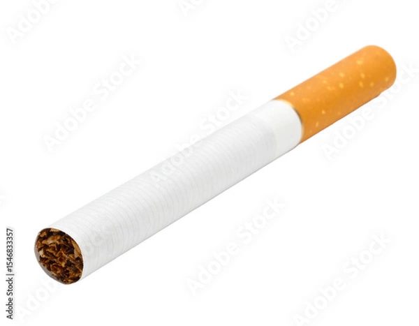 Obraz Single unlit cigarette, white background.