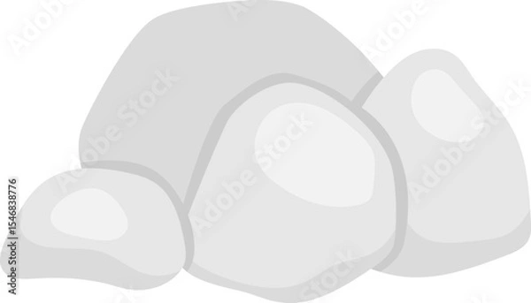 Fototapeta Vector flat style silver boulder. Dwarf or gnome treasures concept. Magic or fairytale precious metal isolated on white background