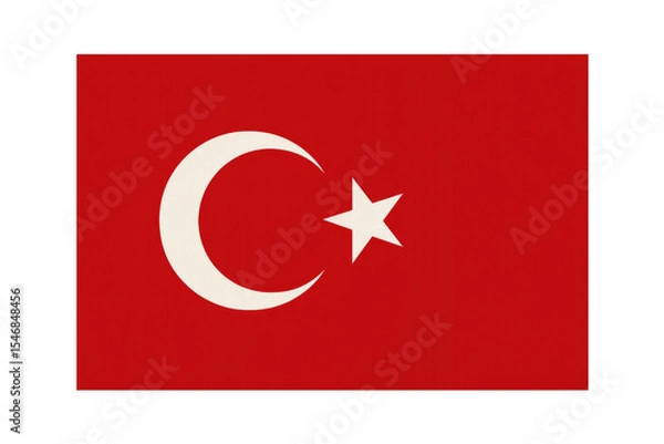 Obraz Turkish flag waving on transparent background: crescent moon and star symbol of turkey