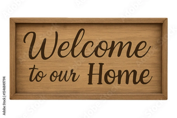 Obraz Wooden welcome sign on transparent background for warm greetings