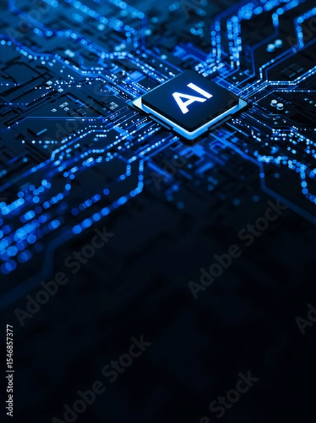 Fototapeta Artificial Intelligence AI Processor on Circuit Board