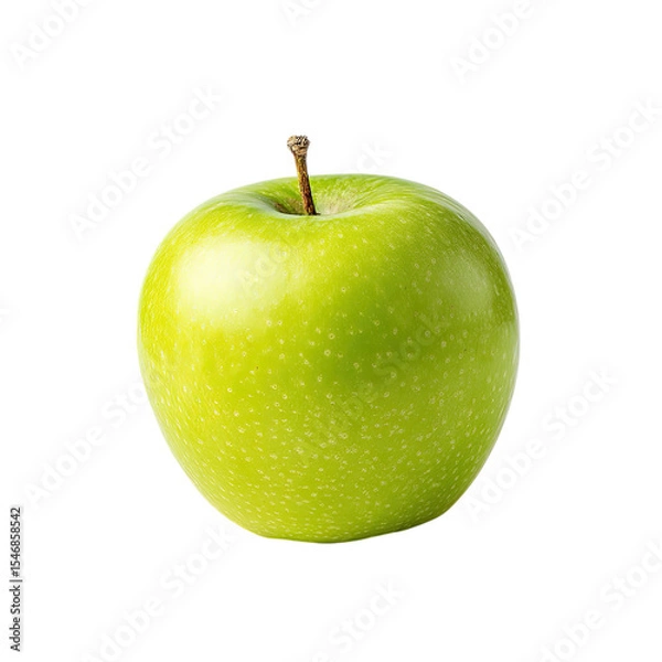 Fototapeta A Single Vibrant Green Apple Isolated on Black Background: A Juicy and Refreshing Image of a Perfect Fruit