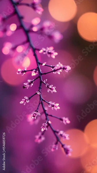 Obraz Closeup of Sparkling Glitter Branch with Pastel Bokeh Lights vertical