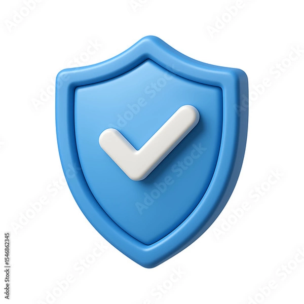 Obraz 3d shield icon with checkmark isolated on transparent background
