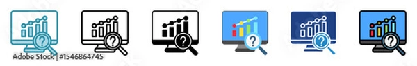 Fototapeta Forecasting multi style, mini illustration icon set. outline, flat, glyph, line color. vector for UI, UX, app, web, digital or print, related to machine learning, technology, education, industry.