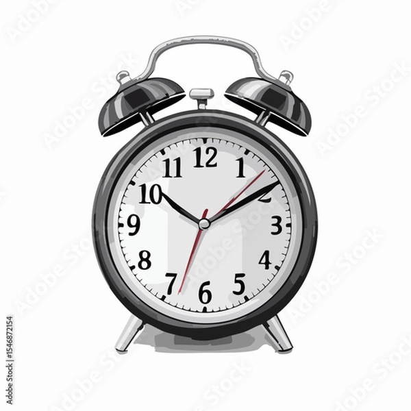 Fototapeta Black alarm clock image vector isolated on white background Vector Illustration