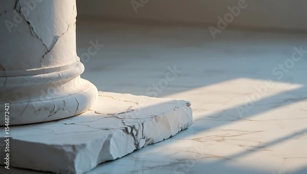 Fototapeta Ancient Marble Column A Study in Light and Shadow