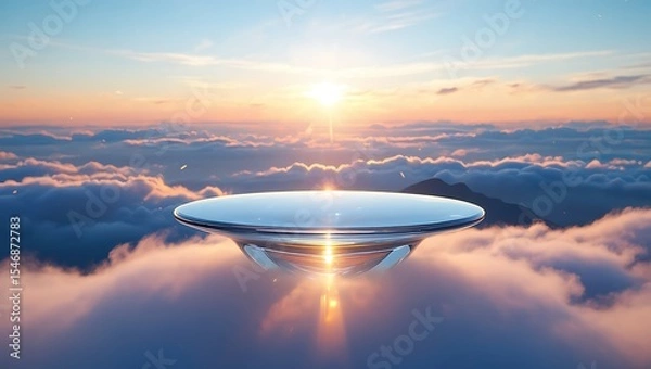 Fototapeta Ethereal Sunset A Glass Platform Above the Clouds