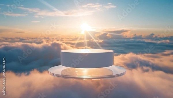 Fototapeta Heavenly Platform A Serene Sunrise Above the Clouds