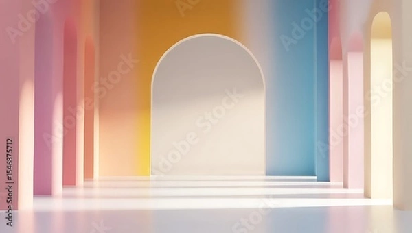 Fototapeta Pastel Archways A Dreamlike Architectural 3D Render