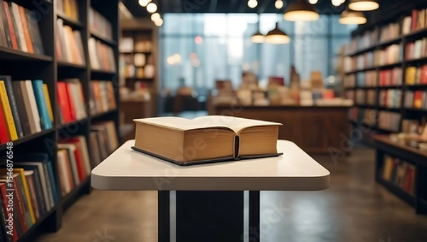 Fototapeta Open Book on Display in a Bookstore A Haven for Readers