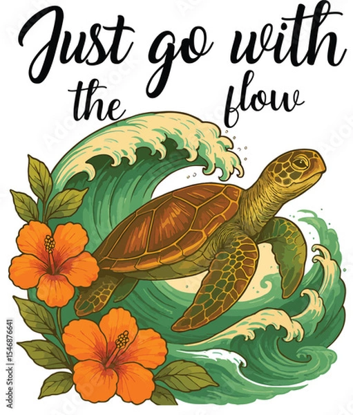 Obraz Tequila Bottle Illustration with Lime, Hibiscus Flowers, and Funny Quote – "Tequila Cheaper Than Therapy"