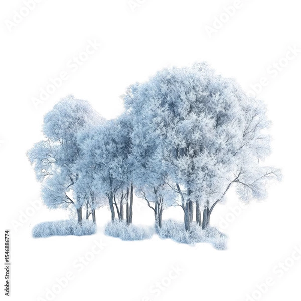 Obraz Trees covered in snow on black background