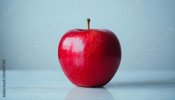 Obraz red apple on a white table background slowly rotating in circular mtion
