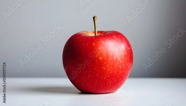 Obraz red apple on a white table background slowly rotating in circular mtion