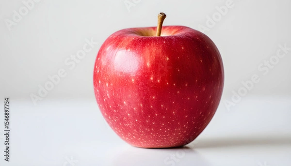 Obraz red apple on a white table background slowly rotating in circular mtion
