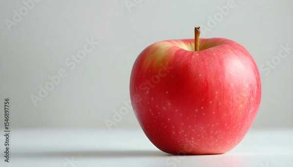 Obraz red apple on a white table background slowly rotating in circular mtion