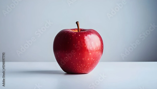 Obraz red apple on a white table background slowly rotating in circular mtion