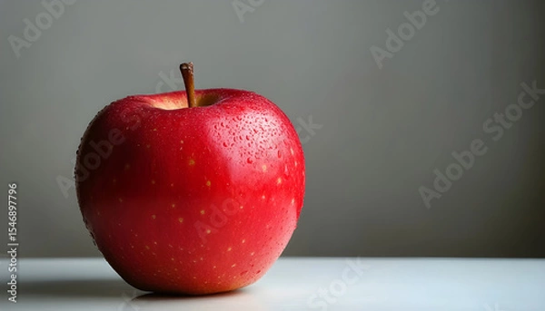 Obraz red apple on a white table background slowly rotating in circular mtion