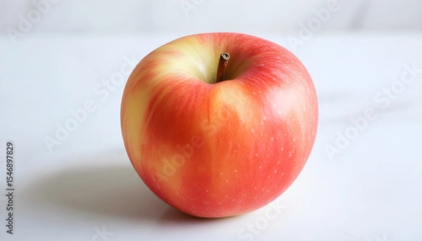 Obraz red apple on a white table background slowly rotating in circular mtion