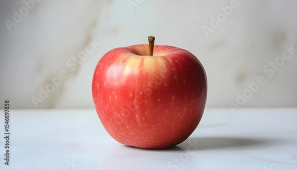 Obraz red apple on a white table background slowly rotating in circular mtion